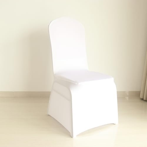 30 80 100Pieces White Wedding Chair Covers Stretch Polyester Spandex for Wedding Party Banquet Seat Covers (Thick White, 4PCS) - Image 2