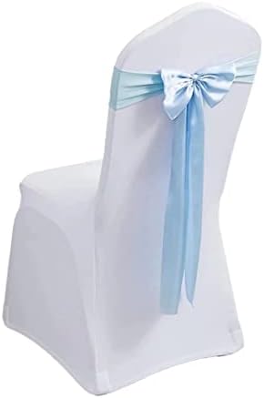 Pack of 10 Satin Stretch Chair Sash Bow, No Need Tied, Spandex Chair Bands, Chair Ribbons Bows for Hotel Wedding Party Banquet Birthday Reception Decor (Azure) by moderw