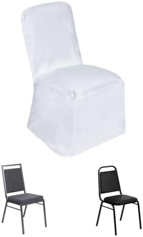 Efavormart 40 PCS White Polyester Square Top Banquet Chair Covers, Reusable or 1x Use Chair Covers by efavormart