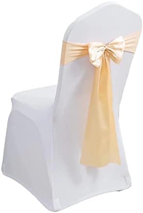 Pack of 6 Satin Stretch Chair Sash Bow, No Need Tied, Spandex Chair Bands, Chair Ribbons Bows for Hotel Wedding Party Banquet Birthday Reception Decor (Champagne) by moderw