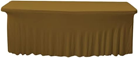 Polyester Tablecloth Trade Show Table Cover 4ft/5ft/6ft/8ft With Ruffle Table Skirt One-Piece For Rectangle Tables, Washable Spandex Table Protector For Party, Wedding, Cocktail, Banquet, Festival by hapygasmAZ