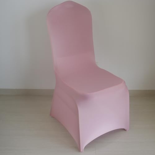 30 80 100Pieces White Wedding Chair Covers Stretch Polyester Spandex for Wedding Party Banquet Seat Covers (Pink, 10PCS) - Image 3