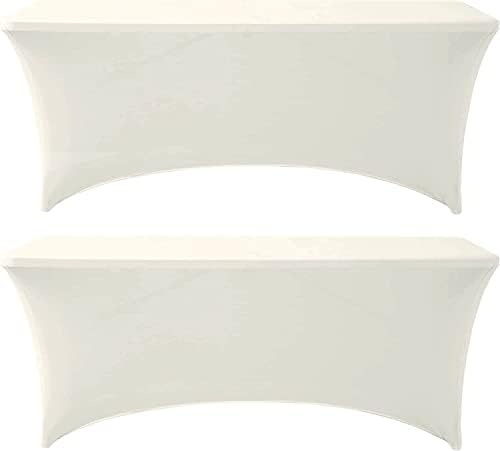 Banquet Tables Pro 6 ft Ivory 2 Pack Stretch Tight Fit Spandex Rectangular Folding Tablecover for 30Wx72Lx30H Folding Patio Tables, Banquet,Party by BanquetTablesPro