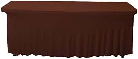 Polyester Tablecloth Trade Show Table Cover 4ft/5ft/6ft/8ft With Ruffle Table Skirt One-Piece For Rectangle Tables, Washable Spandex Table Protector For Party, Wedding, Cocktail, Banquet, Festival by hapygasmAZ