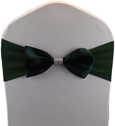6 PCS Bows Stretch Chair Sashes, for Wedding Party Chair Cover Decoration, Spandex Stretch Chairs Bands (Pack of 6 Dark Green by MYS+QiQi