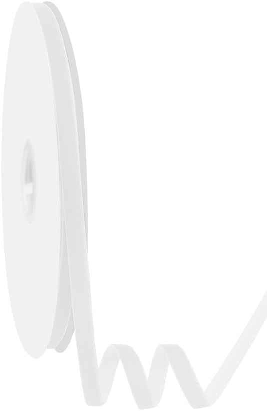 3/8" Wide Velvet Ribbon, 25 Yards - Thin White Velvet Ribbon on Spool for Crafts, Gift Wrapping, DIY, Hair Bows, Wedding Invitations, Parties, Valentine's Day, and Christmas