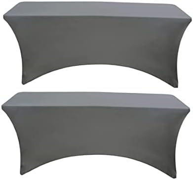 Banquet Tables Pro 6 ft Dark Grey 2 Pack Stretch Tight Fit Spandex Rectangular Folding Tablecover for 30Wx72Lx30H Folding Patio Tables, Banquet,Party by BanquetTablesPro
