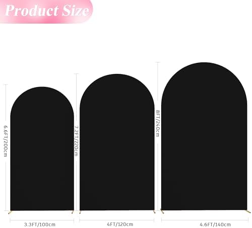 Wokceer Arch Backdrop Cover Arch Covers Strethy Backdrop Black Set of 3 - Image 2
