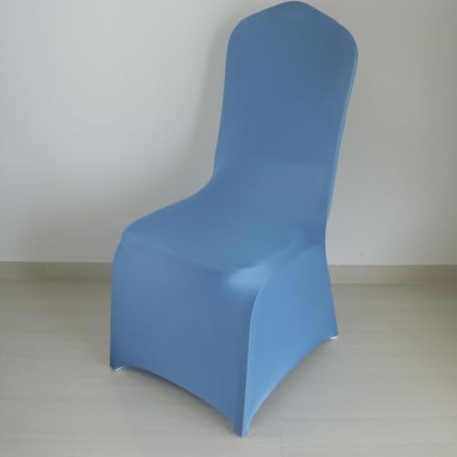 30 80 100Pieces White Wedding Chair Covers Stretch Polyester Spandex for Wedding Party Banquet Seat Covers (Lake Blue, 80PCS) by Unknown
