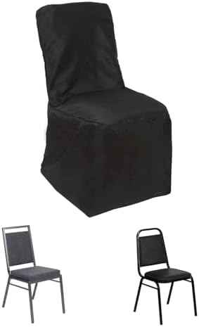 Efavormart 100 PCS Black Square Top Polyester Banquet Chair Cover Dinning Event Slipcover for Wedding Party Banquet Catering by efavormart