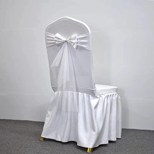 Polyester Stretch Chair Sashes Bands Organza Sash Bows Spandex Bows for Party Birthday Hotel Wedding Banquets Decoration (White 100 PCS) - Image 5