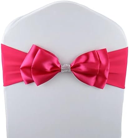 6 PCS Double Bows Stretch Chair Sashes, for Wedding Party Chair Cover Decoration, Spandex Stretch Chairs Bands (Pack of 6 Rose) by MYS+QiQi
