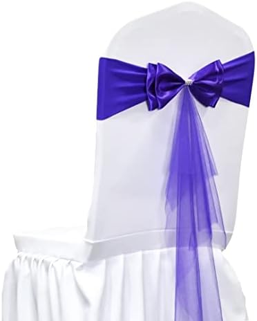Dark Purple Stretch Spandex Chair Sashes Bands Polyester Chair sash for Wedding Ceremony Banquet Party Chairs Covers Elastic Bows Decorations（Dark Purple 50 Pcs） by BenYaSong
