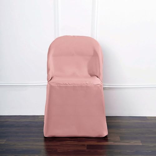 Efavormart 10 Pack Dusty Rose Polyester Folding Chair Covers for Party Dining Chairs Reusable Stain Resistant Wedding Chair Slipcovers by efavormart