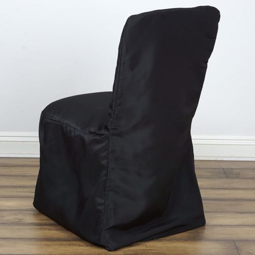 Efavormart 100 PCS Black Square Top Polyester Banquet Chair Cover Dinning Event Slipcover for Wedding Party Banquet Catering - Image 2