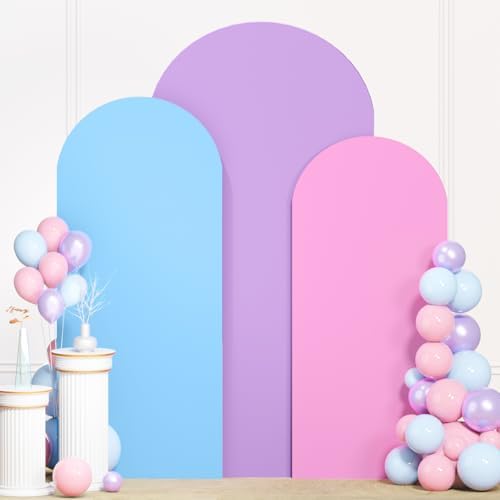 Arch Backdrop Cover Set of 3 Lavender Arch Cover 4ft 5ft 6ft Arch Spandex Cover Wedding Arch Covers Stretchy Backdrop Pink Balloon Arched Covers for Wedding Party Banquet Decoration by ROMANKAS