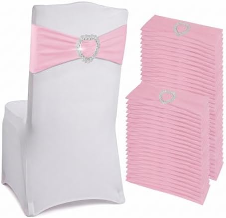 150 Pieces Chair Sashes & Bows - Stretch Spandex Chair Cover Band with Buckle for Wedding, Hotel Banquet, Birthday Party & Home Bulk Decorations(Pink) by Unknown