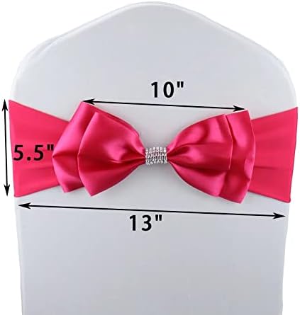 12 PCS Double Bows Stretch Chair Sashes, for Wedding Party Chair Cover Decoration, Spandex Stretch Chairs Bands (Pack of 12 Rose) - Image 6