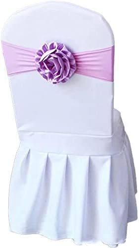 Spandex Stretch Flower Chair Sashes Chair Bands Polyester Bows for Party Hotel Wedding Banquets Decoration （Lavender 100 PCS） by LIZIMI