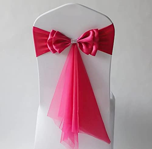 6Pcs Stretch Satin Chair Sashes Bows Chair Bands Decor for Hotel Wedding Reception Party Event Chair Cover Decoration Rose Red by SXXLDNG