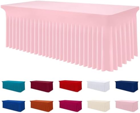 Smiry Spandex Elastic Fitted Table Cloth Skirt for 5FT Rectangle Table by Smiry