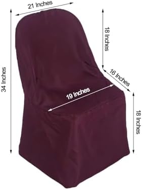 Efavormart 1 Set Burgundy Linen Polyester Folding Chair Covers for Dining Chairs Party Wedding Banquet Outdoor Event Catering Slipcovers - Image 3