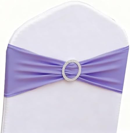 Lavender Chair Sashes 100 Pack, Spandex Chairs Sashes for Wedding Decor, Lavender Chair Bands Bows for Banquet Theme Hotel Restaurant Event Decor by GANKAR