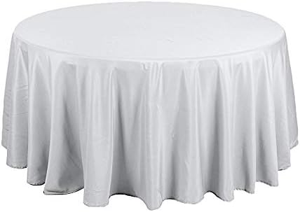 10 pcs 132 inch Silver Round Polyester Tablecloths Fabric Table Cover Linens | 132" Washable Fabric Table Cloth Covers for Wedding Party Polyester Reception Buffet Events Catering Dining Kitchen by BalsaCircle