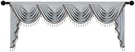 ELKCA Thick Double-Sided Chenille Window Curtains Valance for Living Room, Silver Grey Valance with Beads for Bedroom,Rod Pocket (W118inch,1 Panel) - Image 6