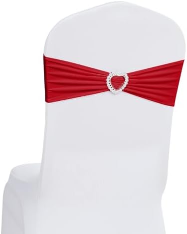 Pack of 120 Spandex Chair Sashes Bows Stretch Chair Cover Band with Buckle Slider Universal Elastic Chair Ties for Wedding Banquet Party Event Decoration (Ruby) by Howhic