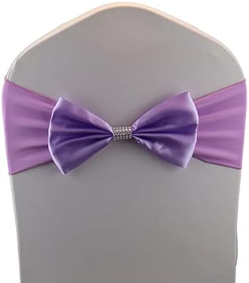 6 PCS Bows Stretch Chair Sashes, for Wedding Party Chair Cover Decoration, Spandex Stretch Chairs Bands (Pack of 6 Light Purple by MYS+QiQi