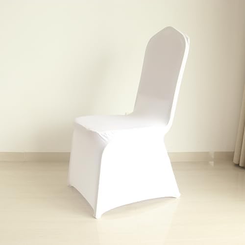 30 80 100Pieces White Wedding Chair Covers Stretch Polyester Spandex for Wedding Party Banquet Seat Covers (Thick White, 4PCS) - Image 5