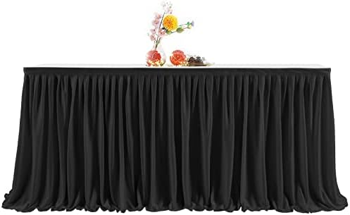 PARTISKY Black Polyester Rectangle Table Skirt, 6ft x 72in, Wrinkle Resistant, Pleated Ruffle, Perfect for Banquet, Wedding, Trade Show, Dining Table - Image 4