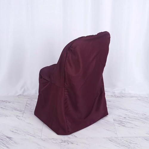 Efavormart 1 Set Burgundy Linen Polyester Folding Chair Covers for Dining Chairs Party Wedding Banquet Outdoor Event Catering Slipcovers - Image 6