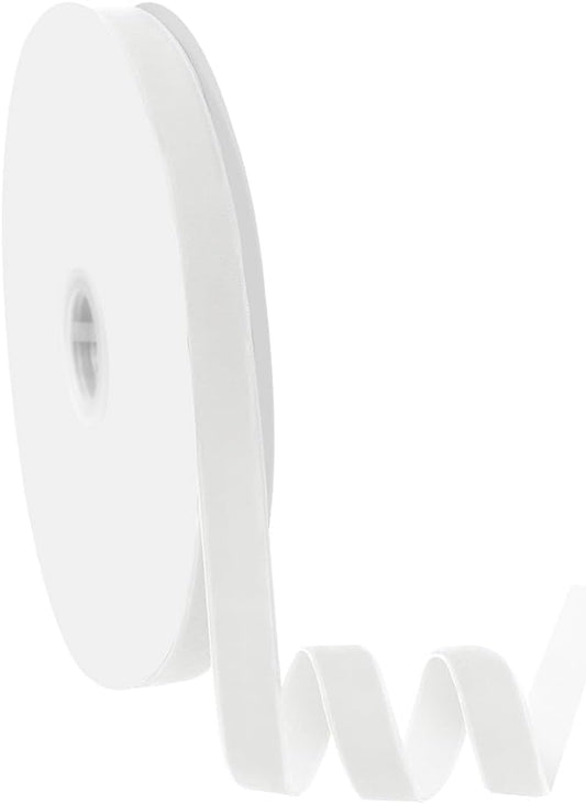 5/8" Wide Velvet Ribbon, 25 Yards - White Velvet Ribbon on Spool for Crafts, Gift Wrapping, DIY, Hair Bows, Wedding Invitations, Parties, Valentine's Day, and Christmas