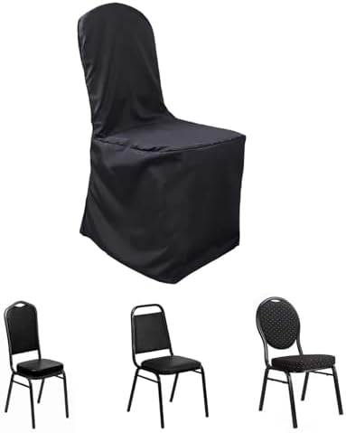 Efavormart 30 PCS Round Top Black Polyester Banquet Chair Covers Linen Dinning Chair slipcover for Wedding Party Event Catering by efavormart