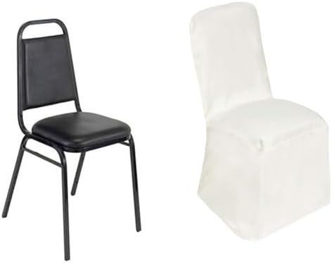 Efavormart 5 PCS Ivory Polyester Square Top Banquet Chair Covers, Reusable or 1x Use Chair Covers - Image 7