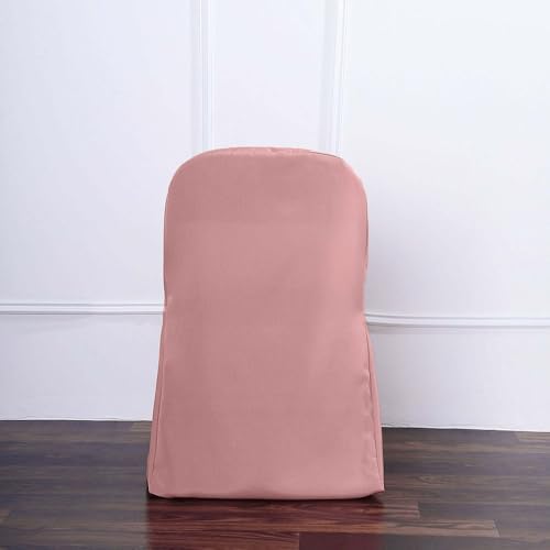 Efavormart 10 Pack Dusty Rose Polyester Folding Chair Covers for Party Dining Chairs Reusable Stain Resistant Wedding Chair Slipcovers - Image 3