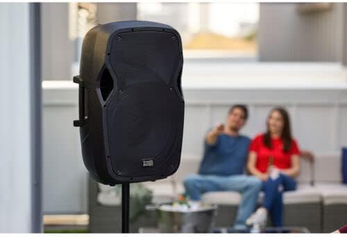 Acoustic Audio by Goldwood 15 Inch 1000 Watt Bluetooth LED Speaker System with RCA25 Pro Audio 25 Foot Stereo Cables, Red/White (2 Pack)