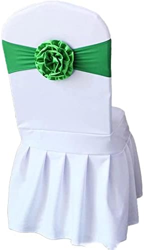 Spandex Stretch Flower Chair Sashes Chair Bands Polyester Bows for Party Hotel Wedding Banquets Decoration （Green 100 PCS） by LIZIMI
