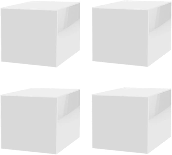 Marketing Holders 4 Pack 9 Inch White Acrylic Display Box Counter Retail Merchandise Storage Bin with Open Bottom No Lid Flippable Cubby for Tradeshows and Expos by MarketingHolders