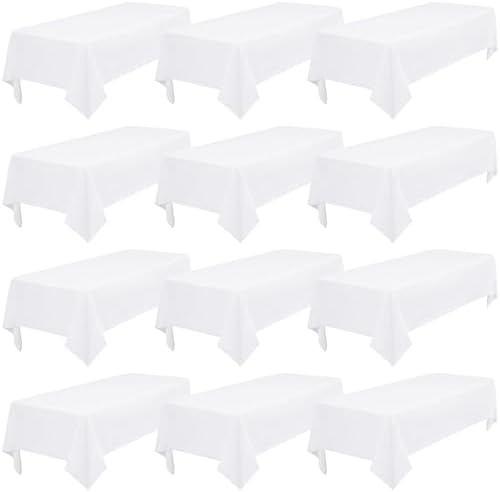 12 Pack White Tablecloths for Rectangle Table 60x102 Inch by FXKS
