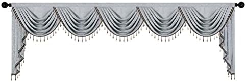 ELKCA Thick Double-Sided Chenille Window Curtains Valance for Living Room, Silver Grey Valance with Beads for Bedroom,Rod Pocket (W138inch,1 Panel) - Image 6