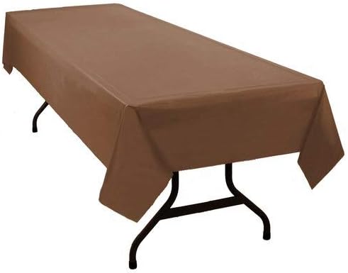 QSD Brown Disposable Plastic Tablecloth 48-Pack 54 Inch. x 108 Inch. Rectangle Table Cover by Quality Supplies Direct (30+ Colors Available) - Image 2