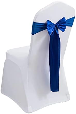 Pack of 100 Satin Stretch Chair Sash Bow, No Need Tied, Spandex Chair Bands, Chair Ribbons Bows for Hotel Wedding Party Banquet Birthday Reception Decor(Royal Blue) by moderw