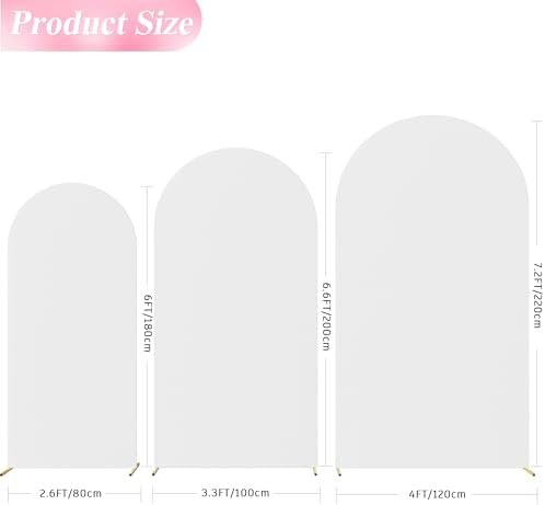 Wokceer Arch Backdrop Cover White Arch Covers Strethy Backdrop Set of 3 - Image 2
