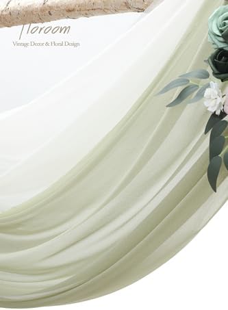 Floroom Arch Flowers with Drapes Kit (Pack of 4) - 2pcs Artificial Emerald & Sage Green Floral Swag Arrangement with 2pcs Draping Fabric for Wedding Ceremony Arbor and Reception Backdrop Decoration - Image 5