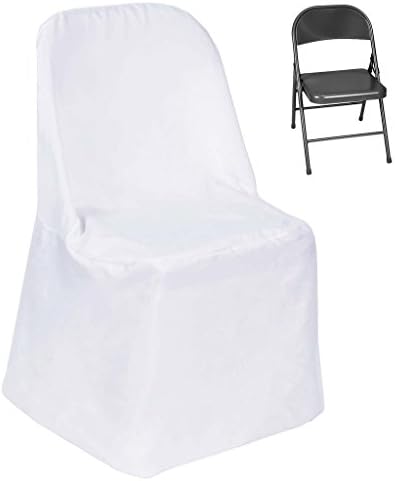 Tableclothsfactory 20 PCS White Linen Polyester Folding Chair Cover Dinning Chair Slipcover for Wedding Party Event Banquet Catering - Image 2
