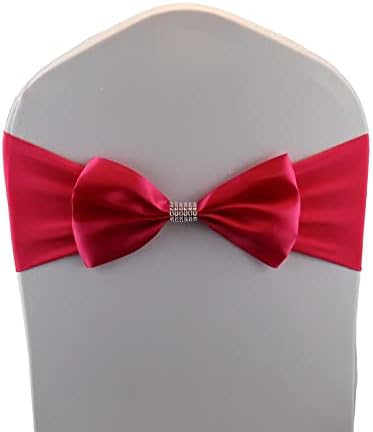 25 PCS Bows Stretch Chair Sashes, for Wedding Party Chair Cover Decoration, Spandex Stretch Chairs Bands (Pack of 25 Rose by MYS+QiQi