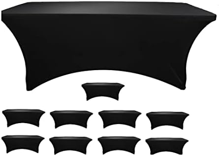 Banquet Tables Pro 6 ft Black 10 Pack Stretch Tight Fit Spandex Rectangular Folding Tablecover for 30Wx72Lx30H Folding Patio Tables, Banquet,Party by BanquetTablesPro